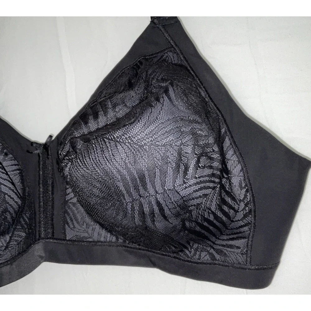 NWT Women's WonderBra Plus W1985 Back & Side Smoothing Wirefree Bra 46DD Black‎